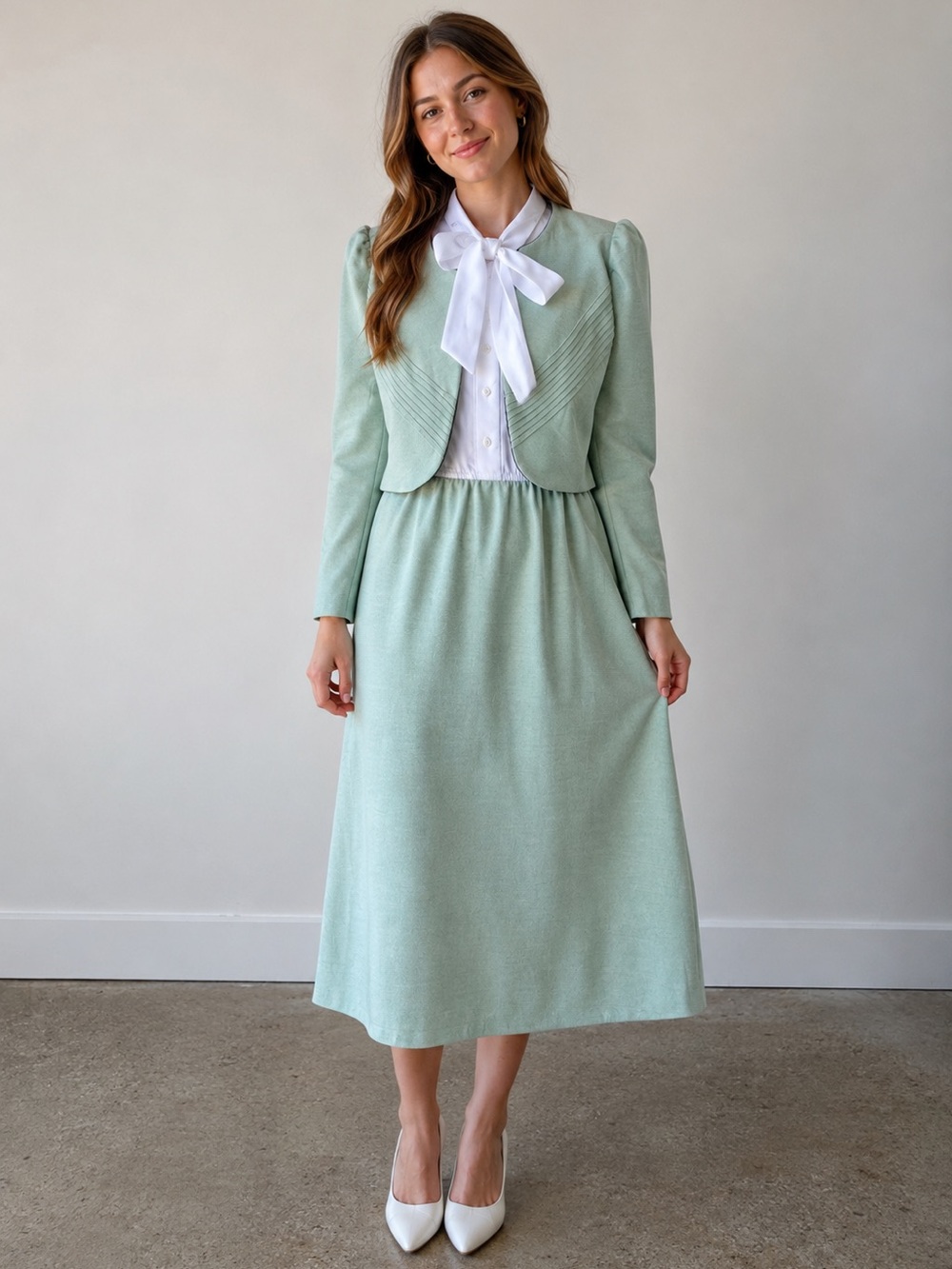 Vintage 60s/70s LF Petite Leslie Fay Shirt Waist Dress Set Size 8